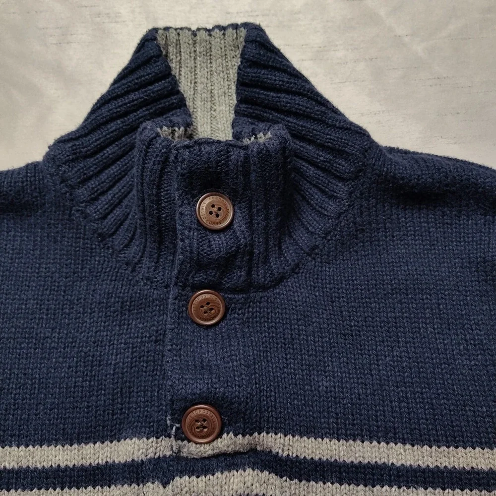 AEROPOSTALE Men Medium Blue Henley Mock Neck Cotton Acrylic Blend Sweater‎